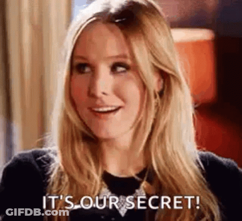 A Woman With Long Blonde Hair Is Smiling And Saying `` It 'S Our Secret ! '' GIF