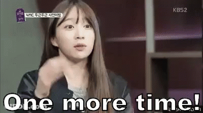A Woman With Long Hair Is Making A Funny Face And Says `` One More Time ! '' GIF