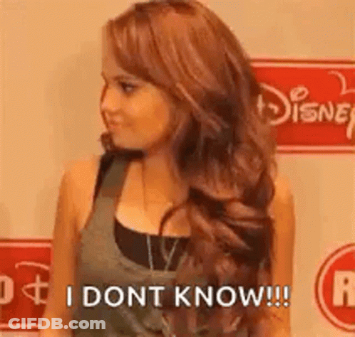 A Woman With Long Red Hair Is Standing In Front Of A Disney Logo And Says `` I Dont Know '' . GIF