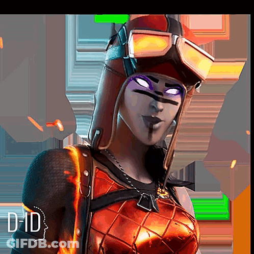A Woman With Purple Eyes Is Wearing A Helmet And Goggles With The Word Did Below Her GIF