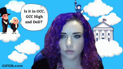 A Woman With Purple Hair And A Speech Bubble That Says " Is It In Gcc " GIF