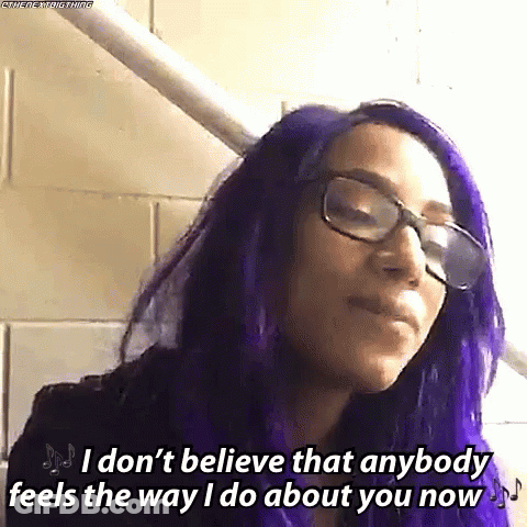 A Woman With Purple Hair And Glasses Is Saying I Don T Believe That Anybody Feels The Way I Do About You Now GIF