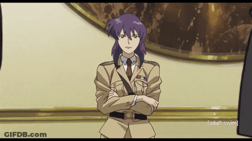 A Woman With Purple Hair Is Standing With Her Arms Crossed In A Scene From Adult Swim GIF