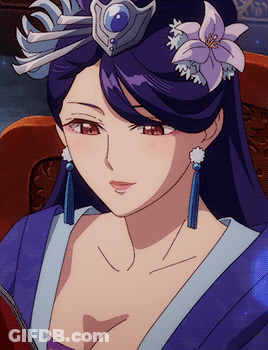 Woman With Purple Hair And Flower In Hair GIF
