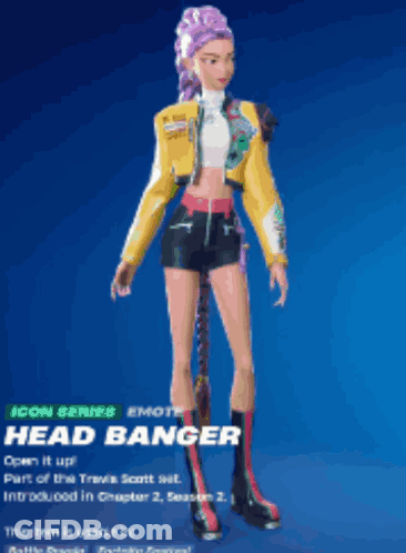 A Woman With Purple Hair Is Wearing A Yellow Jacket GIF
