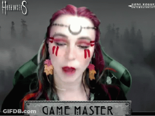 A Woman With Red Hair And A Crescent Moon On Her Forehead Is A Game Master GIF