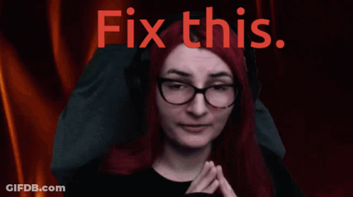 A Woman With Red Hair And Glasses With The Words Fix This Written Above Her GIF