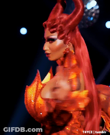 Red-Haired Woman With Horns Wearing T4YCE Tumblr Costume GIF