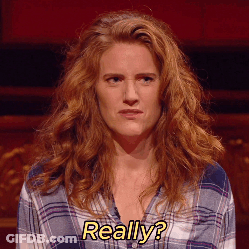 A Woman With Red Hair Has The Word Really On Her Shirt GIF