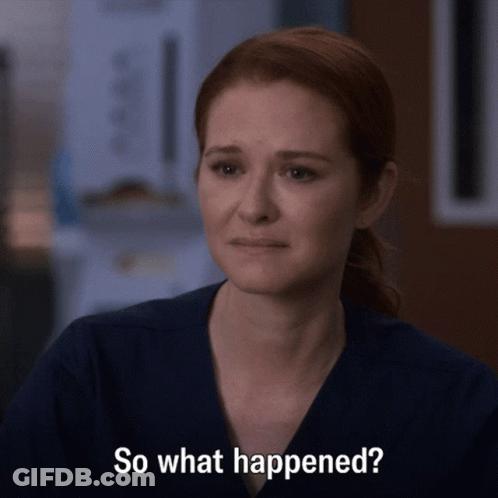 A Woman With Red Hair Is Crying And The Words So What Happened Are Next To Her GIF