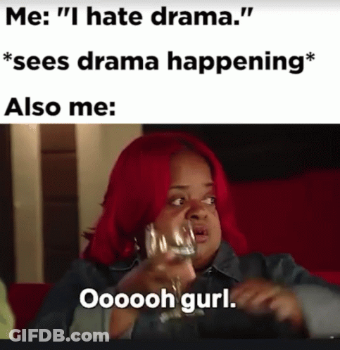 A Woman With Red Hair Is Holding A Glass Of Water And Says " Ooooh Gurl " GIF
