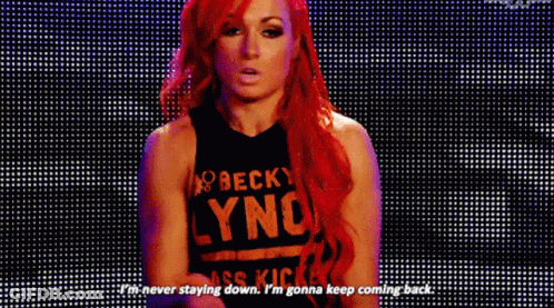 Woman With Red Hair Wearing Becky Lynch Shirt GIF