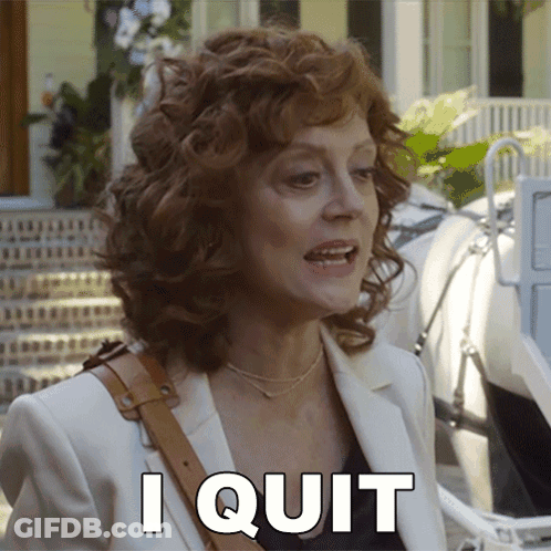 A Woman With Red Hair Says I Quit In Front Of A Horse Drawn Carriage GIF