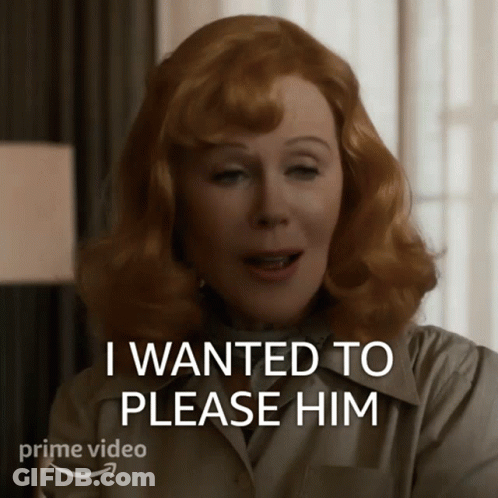 A Woman With Red Hair Says " I Wanted To Please Him " In A Prime Video Ad GIF