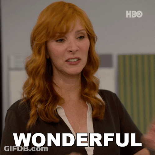 A Woman With Red Hair Says Wonderful In A Hbo Ad GIF