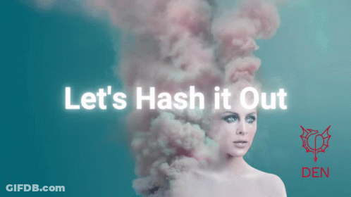 A Woman With Smoke Coming Out Of Her Head And The Words Let 'S Hash It Out Above Her GIF