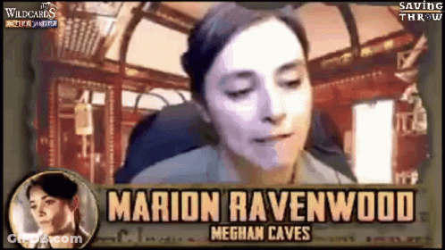 A Woman With The Name Marion Ravenwood Meghan Caves On Her Face GIF