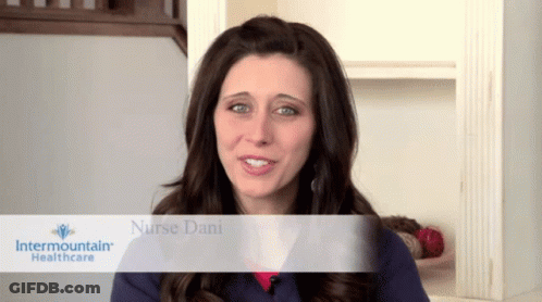 A Woman With The Name Nurse Dani On The Bottom GIF