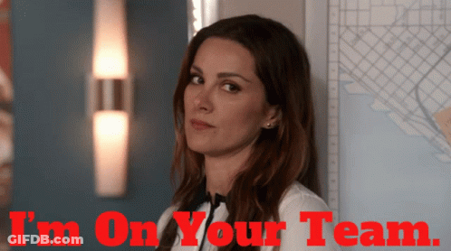 A Woman With The Words I 'M On Your Team GIF