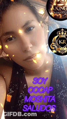 A Woman With The Words Soy Cocap Moshita Saludos GIF