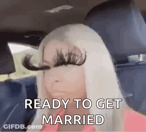 A Woman With Very Long Eyelashes Is Sitting In A Car And Ready To Get Married . GIF