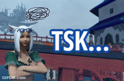 A Woman With White Hair And Sunglasses Stands With Her Arms Crossed In Front Of A Tsk Sign GIF