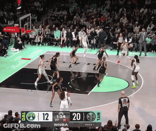 A Women 'S Basketball Game Is Being Played And The Score Is 12 To 20 GIF
