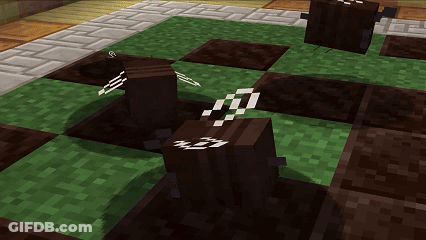 A Wooden Block In A Minecraft Game With A White Circle On It GIF