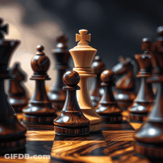 A Wooden Chess Board With A King And A Pawn GIF