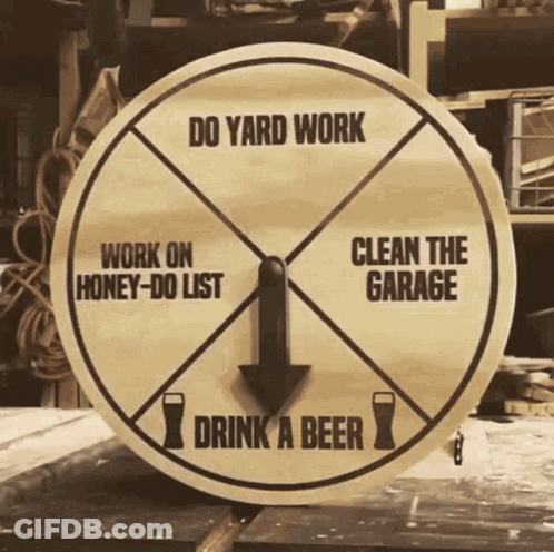 Yard Work Sign With Beer O Clock GIF