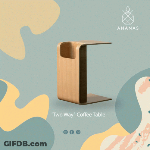 A Wooden Coffee Table With The Words " Two Way " Written On It GIF