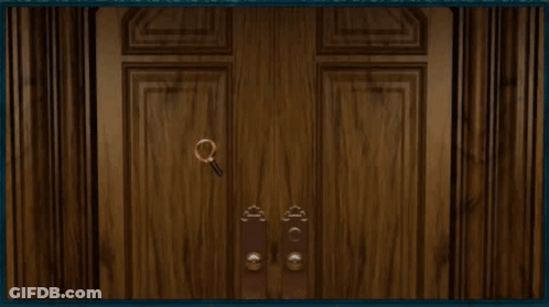 A Wooden Door With The Words It 'S Locked Below It GIF