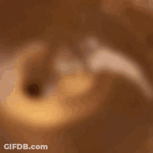 A Wooden Spoon Is Stirring A Brown Liquid In A Bowl GIF