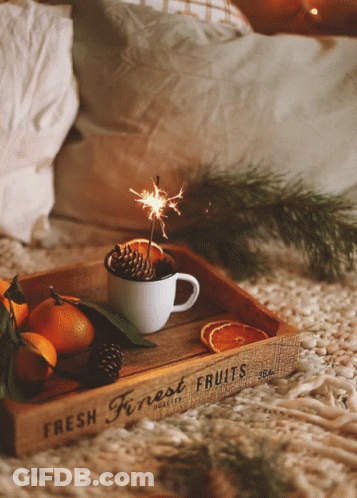 A Wooden Tray With Fresh Finest Fruits On It GIF