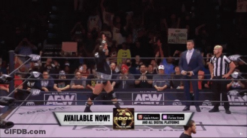 Wrestler In Ring With Available Now Sign GIF
