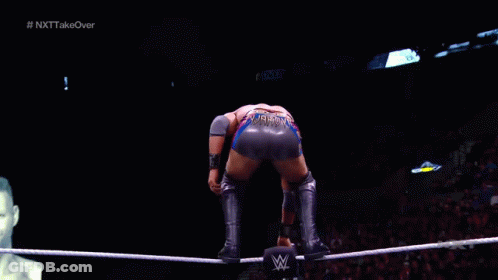 A Wrestler In A Ring With A Sign That Says " Based " GIF