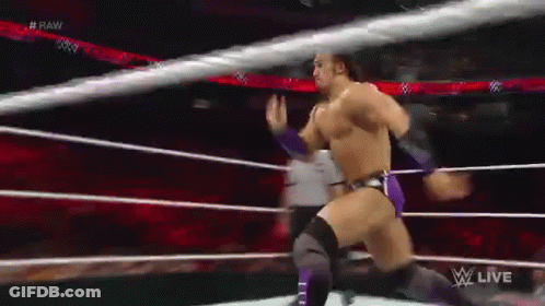 A Wrestler In A Ring With The Word Raw On The Bottom GIF