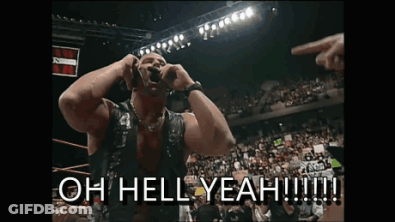 A Wrestler Is Screaming In A Crowd With The Words Oh Hell Yeah GIF
