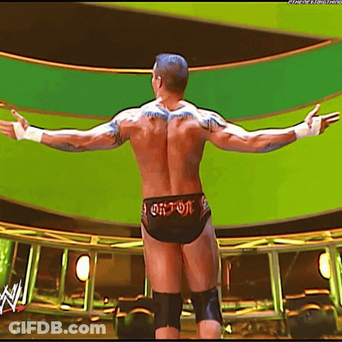 A Wrestler With A Belt That Says ' Orton ' On It GIF
