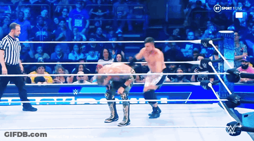 A Wrestling Match Is Being Broadcast On Bt Sport Live GIF