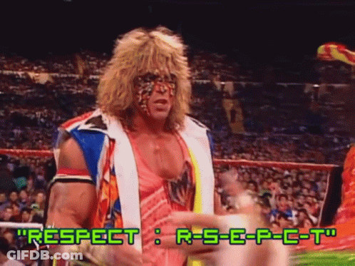 A Wrestling Match With The Words Respect R-S-E-P-C-T Written On The Screen GIF