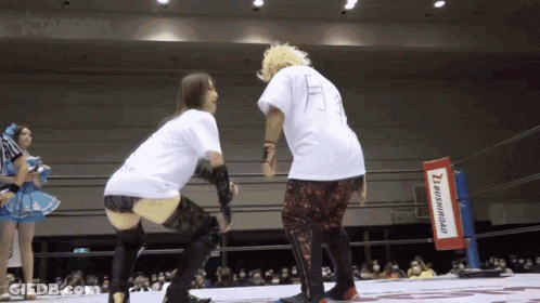 A Wrestling Ring With A Sign That Says Brush Road GIF