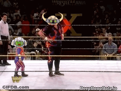 A Wrestling Ring With The Word Wrestlemania On The Bottom GIF