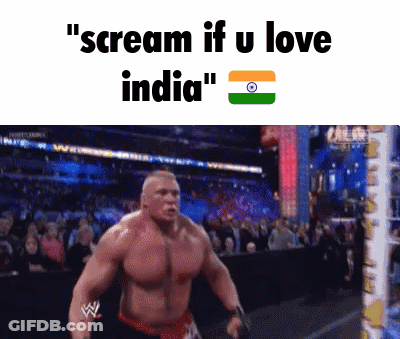 A Wrestling Ring With The Words " Scream If U Love India " On The Bottom GIF