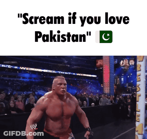 A Wrestling Ring With The Words " Scream If You Love Pakistan " On It GIF