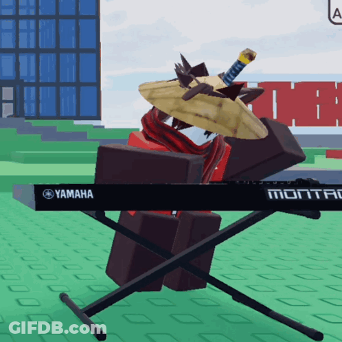 A Yamaha Keyboard Is Sitting On A Green Tiled Floor GIF