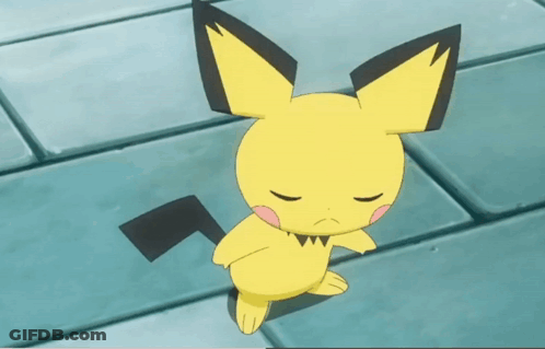 A Yellow And Black Cartoon Character With A Black Tail GIF