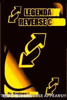 A Yellow And Black Poster That Says Legend Reverse On It GIF