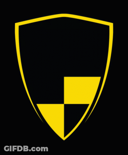 A Yellow And Black Shield With A Deer And The Words Wadi Degla On It GIF