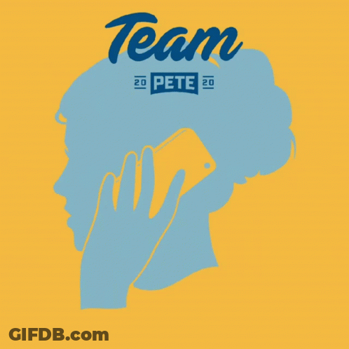 A Yellow And Blue Poster That Says Team Pete Help Us #Wintheera By Phone Banking GIF